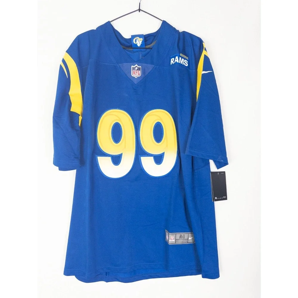 NWT Nike‎ x Rams NFL Jersey #99 Donald M Blue Yellow Short Sleeve On Field